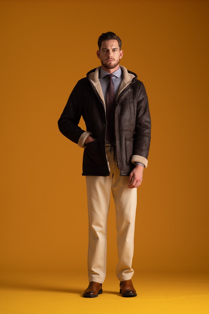 Cappottino uomo con cappuccio in ecomontone 4 tasche